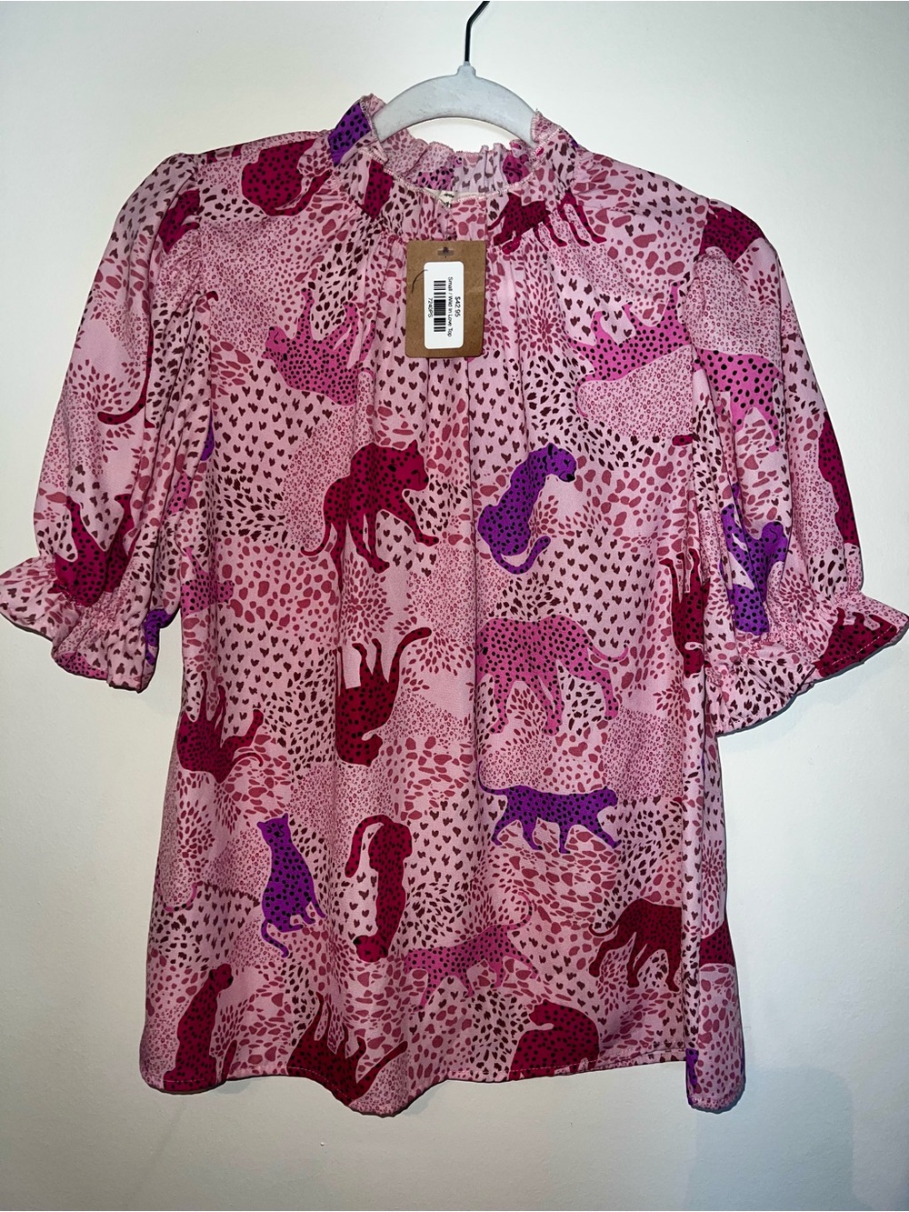 entro Pink Wild in Love Animal-Print Puff Sleeve Blouse - Picture 5 of 8